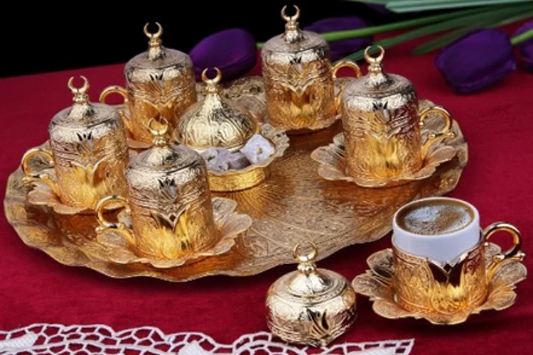 27 count Ottoman Turkish Greek Arabic Coffee Espresso Serving Cup Saucer Set 