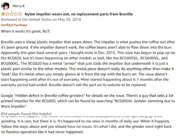 Top Critical Review for The Breville BCG820BSS