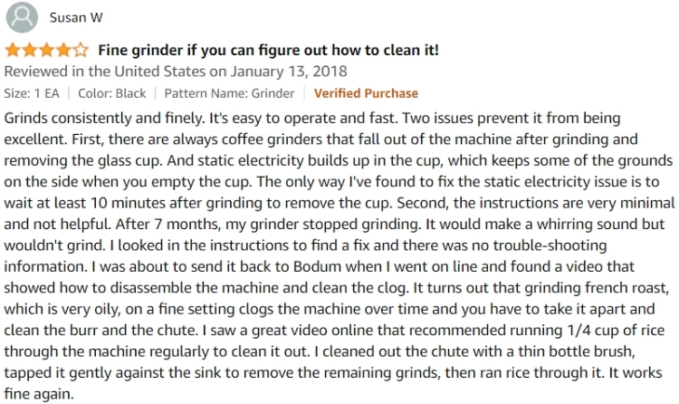 Top Positive Review for The Bodum Bistro Grinder