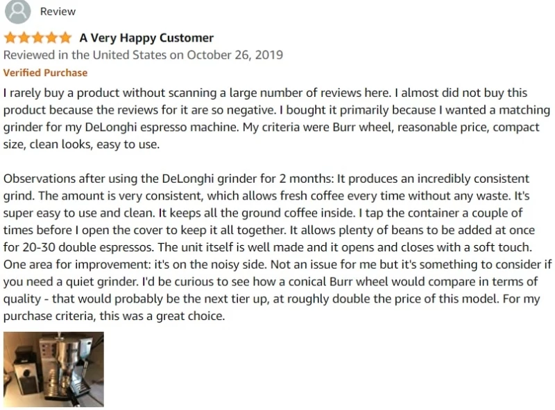 Top Positive Review for The De'Longhi KG89