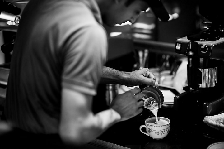 busy barista at work