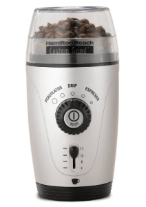 Hamilton Beach 80365 Custom Grind Hands-Free Coffee Grinder, Platinum