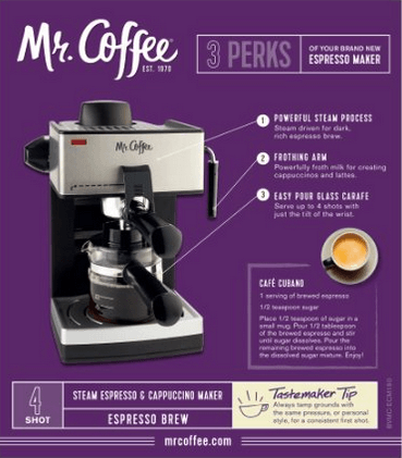 mr coffee espresso machine manual