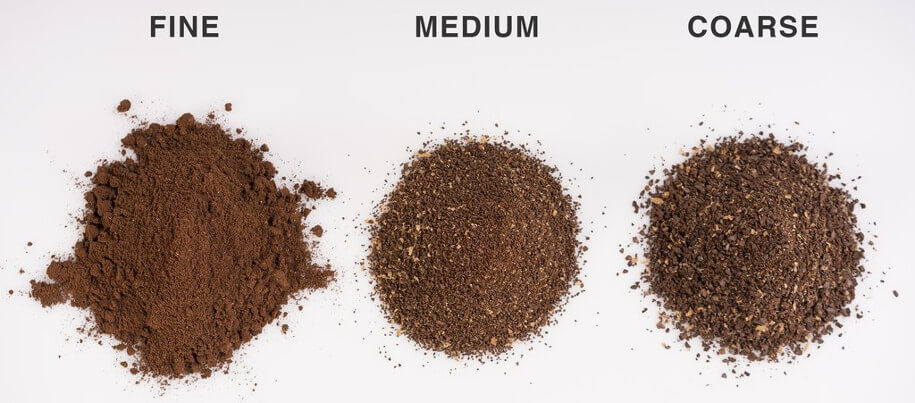 Different grinds of coffee beans