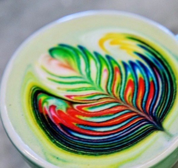 Rainbow Colored Latte Art