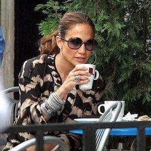 Jennifer Lopez Drinking Coffee