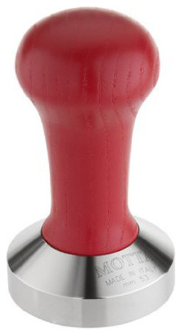 Motta Flat Base 53mm Red Handle Tamper