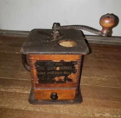 Waddell Company Wood Box Coffee Grinder Mill